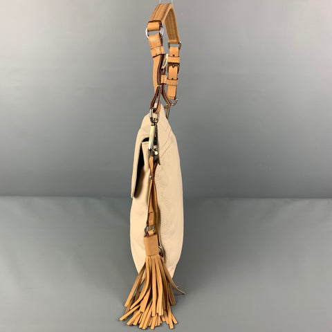PRADA Sac à bandoulière en cuir crème avec pompon