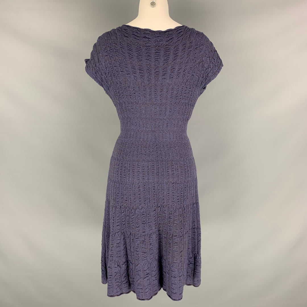 M MISSONI Size 8 Purple Merino wool blend Textured A-Line Dress  Sui  Generis Designer Consignment
