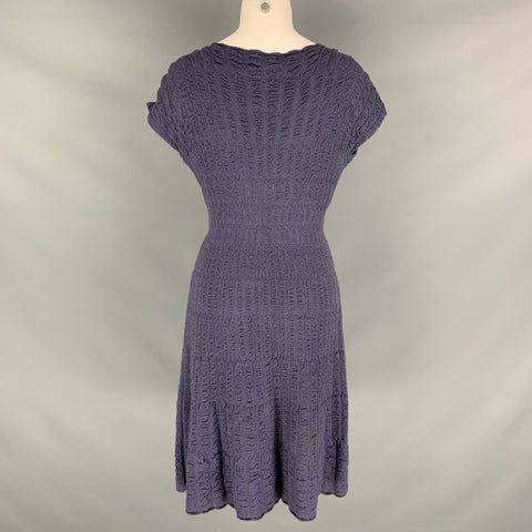 M MISSONI Size 8 Purple Merino wool blend Textured A-Line Dress