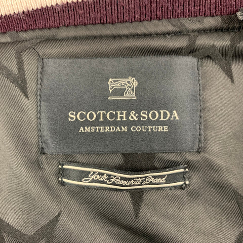 SCOTCH AND SODA Size M Burgundy Black White Herringbone Wool / Polyester Jacket