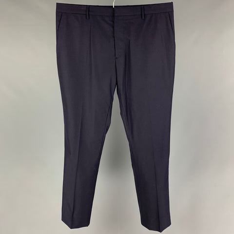 BURBERRY Size 38 Navy Wool Flat Front Dress Pants
