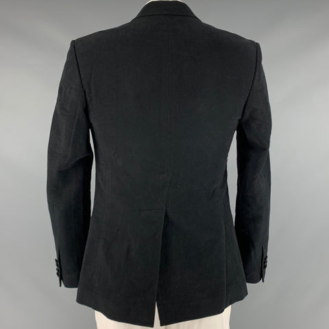 DOLCE & GABBANA Size 42 Black Cotton Blend Peak Lapel Sport Coat