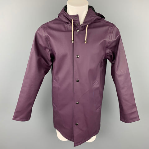 STUTTERHEIM x BARNEYS NEW YORK Size S Purple Coated Cotton / Polyester Snaps Raincoat