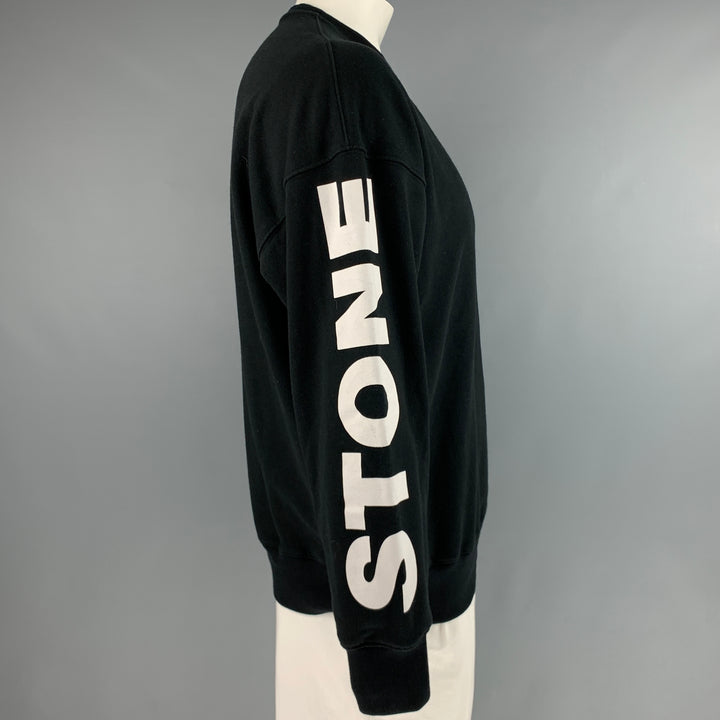 SANDRO Sudadera con cuello redondo de algodón gráfico blanco y negro Talla XXL
