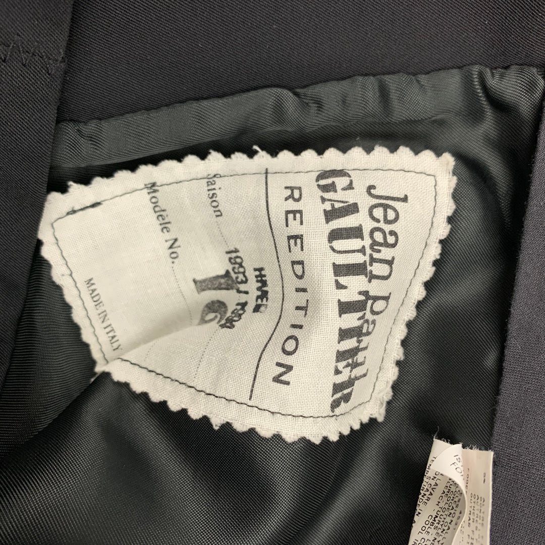 JEAN PAUL GAULTIER Reedition 1993/1994  Size 8 Black Wool / Polyester High Waisted Skirt