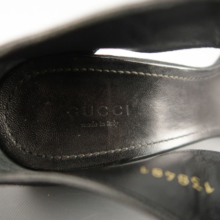 GUCCI Size 10 Black Suede Thick Gold D Loops Tied Ankle Strap Sandals