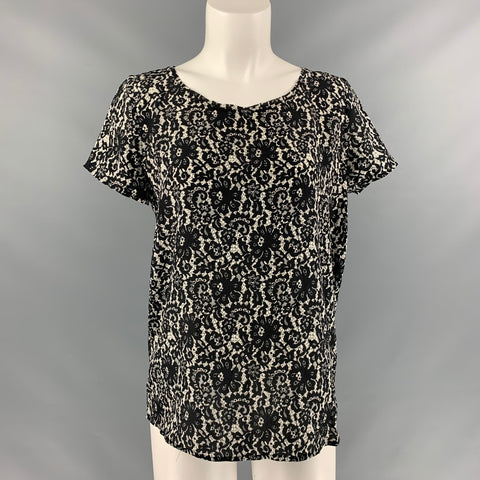 JOIE Size S Black White Silk Blouse