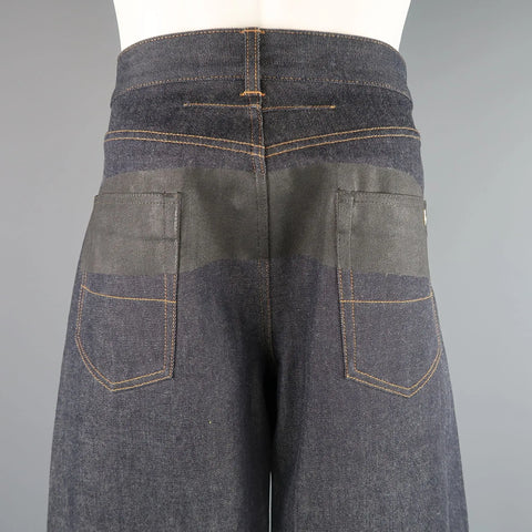GIVENCHY Size 32 Dark Navy Denim Black Stripe Bar Jeans GIVENCHY