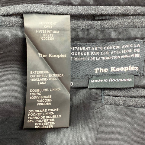 THE KOOPLES Size 38 Charcoal Black Wool Peak Lapel Sport Coat