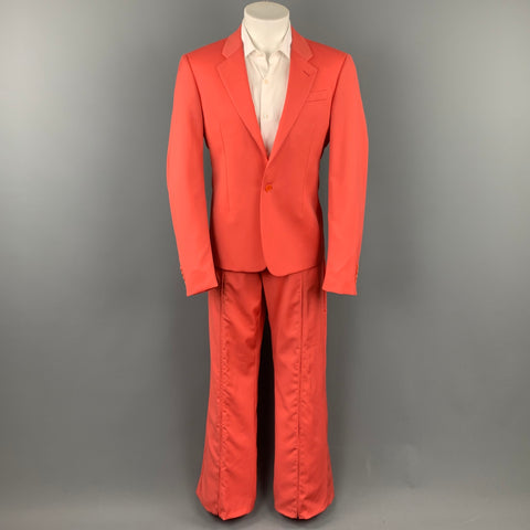 VERSUS by GIANNI VERSACE Size 40 Coral Virgin Wool Notch Lapel Suit
