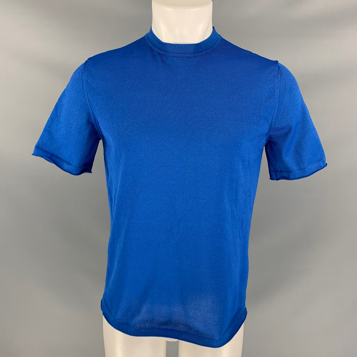 JIL SANDER Spring 2013 Size S Royal Blue Crew-Neck Short Sleeve Shirt