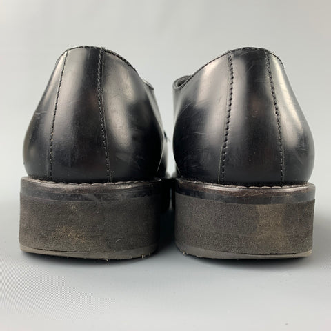 MARNI Size 11 Black Leather Cap Toe Lace Up Shoes