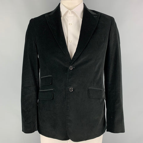 BILLY REID Size 42 Regular Black Velvet Cotton Peak Lapel Sport Coat