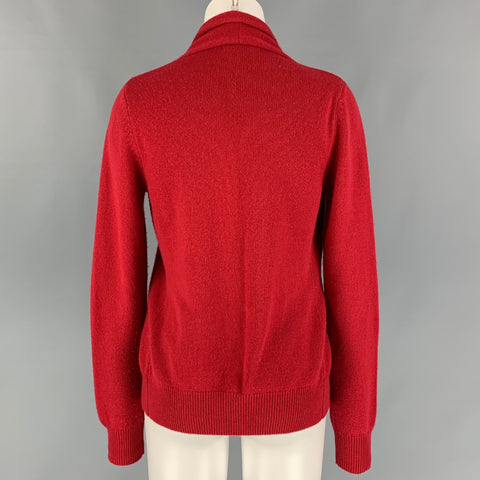 ROZAE NICHOLS Size M Red Knitted Open Front Cardigan