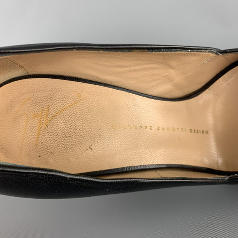 GIUSEPPE ZANOTTI Size 7.5 Black Leather Peep Toe Cutout Pumps