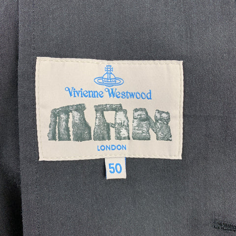 VIVIENNE WESTWOOD MAN Size 40 Charcoal Ramie Blend Notch Lapel Suit