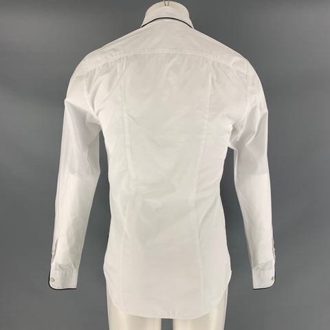 JUST CAVALLI Talla M Camisa de manga larga con botones de algodón liso blanco negro