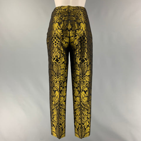CROLLA Size M Olive Black Jacquard Pleated Dress Pants