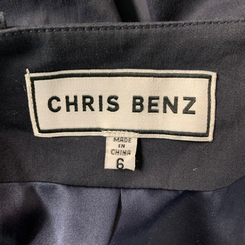 CHRIS BENZ Size 6 Navy Cotton Solid Jacket