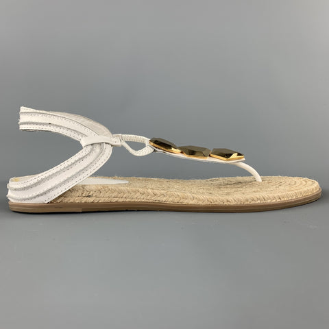 DIANE VON FURSTENBERG Talla 9.5 Sandalias de alpargata de cuero blanco