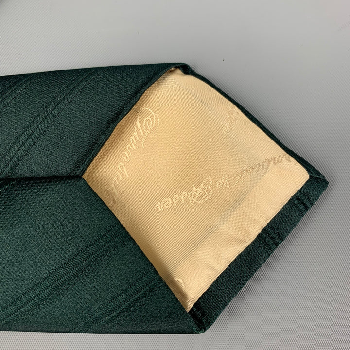 TURNBULL &amp; ASSER Cravate en satin de soie à rayures diagonales vert chasseur