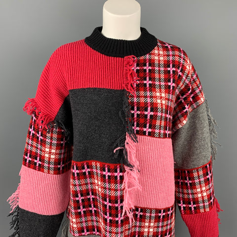 MSGM Size M Red & Pink Wool / Acrylic Oversized Sweater