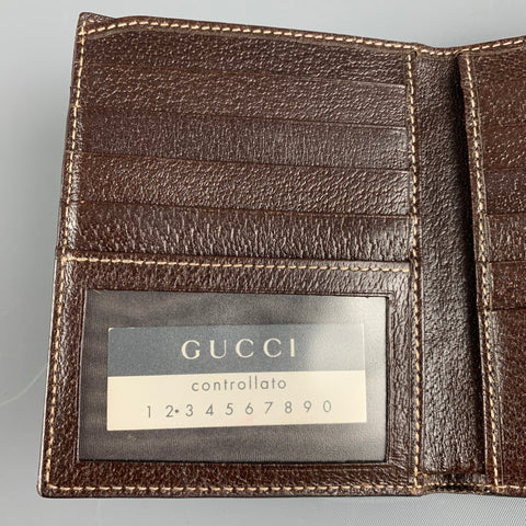 GUCCI Walet Cuero de lona con monograma marrón beige