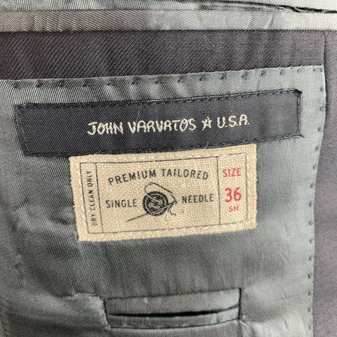 JOHN VARVATOS  U.S.A. Size 36 Black Wool Peak Lapel Sport Coat