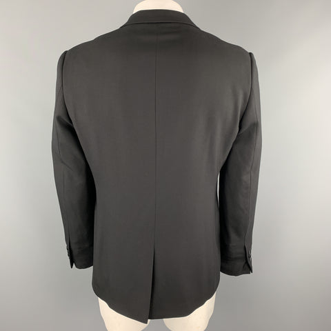 SANDRO Taille 44 Manteau de sport Tuexo à revers en satin de laine noir