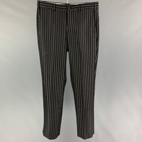 COBRA S.C. Size 32 Black Silver Stripe Wool Zip Fly Dress Pants