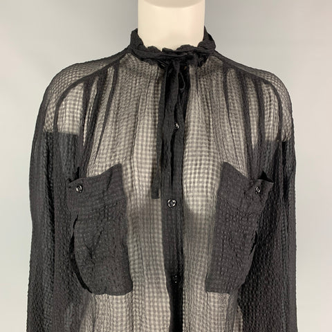 YVES SAINT LAURENT par TOM FORD Taille M Blouse voir à travers en soie noire