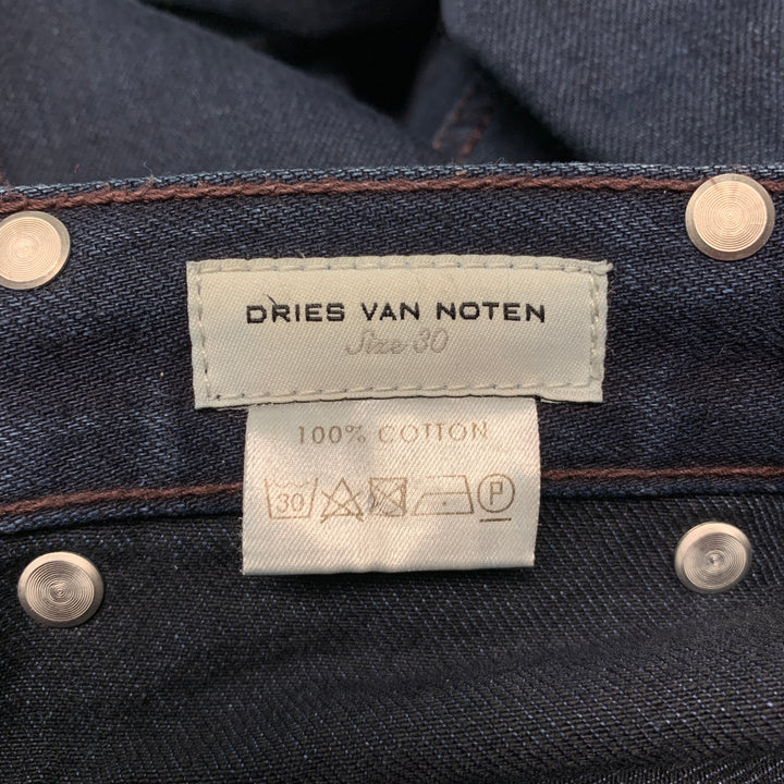 DRIES VAN NOTEN Size 30 Navy Cotton 5 Pocket Jeans