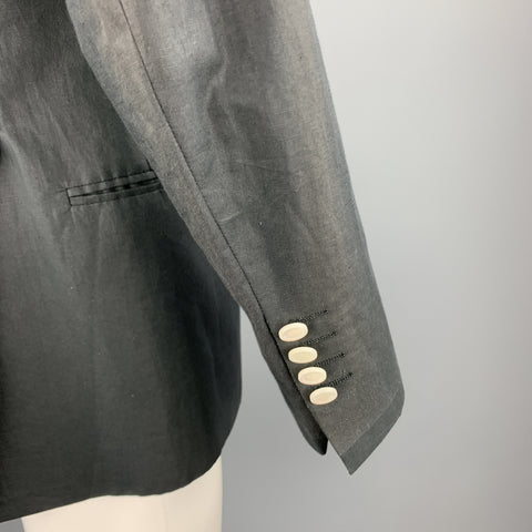 MICHAEL BASTIAN Size 36 Navy Linen / Cotton Shawl Collar Sport Coat