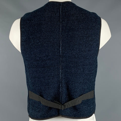 RRL by RALPH LAUREN Size XL Indigo Black Woven Cotton Snaps Vest