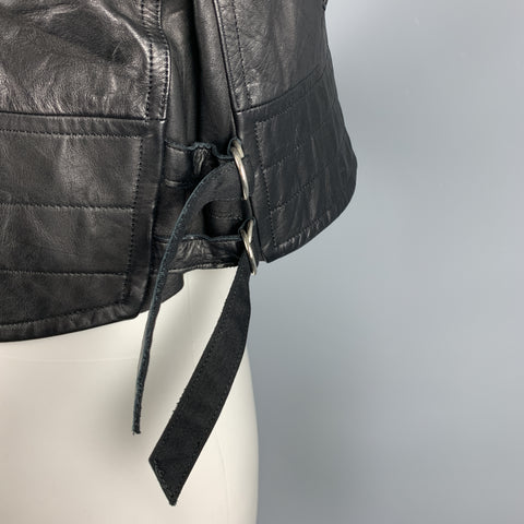 YOHJI YAMAMOTO Size M Black Leather Solid Sheep Skin Biker Vest (Outerwear)