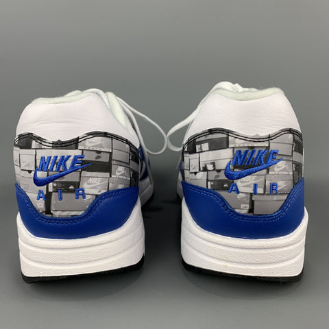 Zapatillas de deporte con cordones de cuero blanco y azul con estampado NIKE talla 11.5