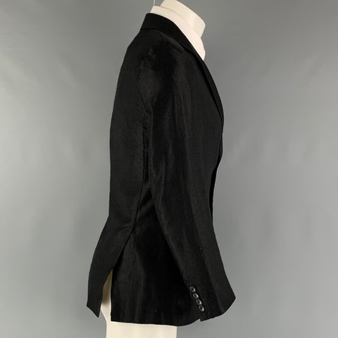 EMPORIO ARMANI Size 38 Black Solid Acetate Wool Notch Lapel Sport Coat