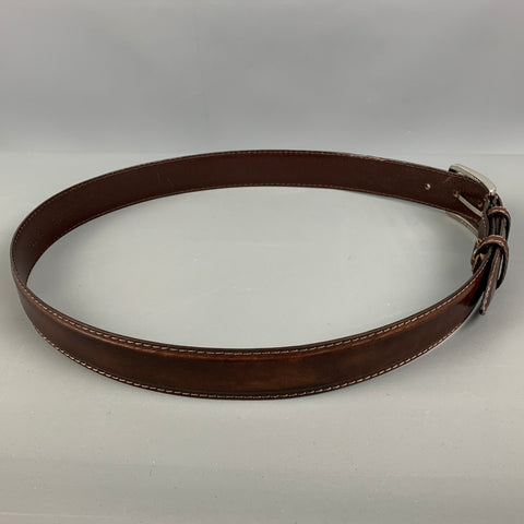 VINTAGE Taille 34 Ceinture en cuir marron foncé marron