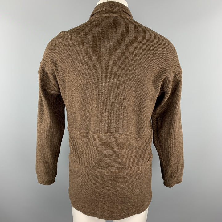 Vintage ISSEY MIYAKE Size S Brown Ribbed Wool / Nylon Drawstring Jacket