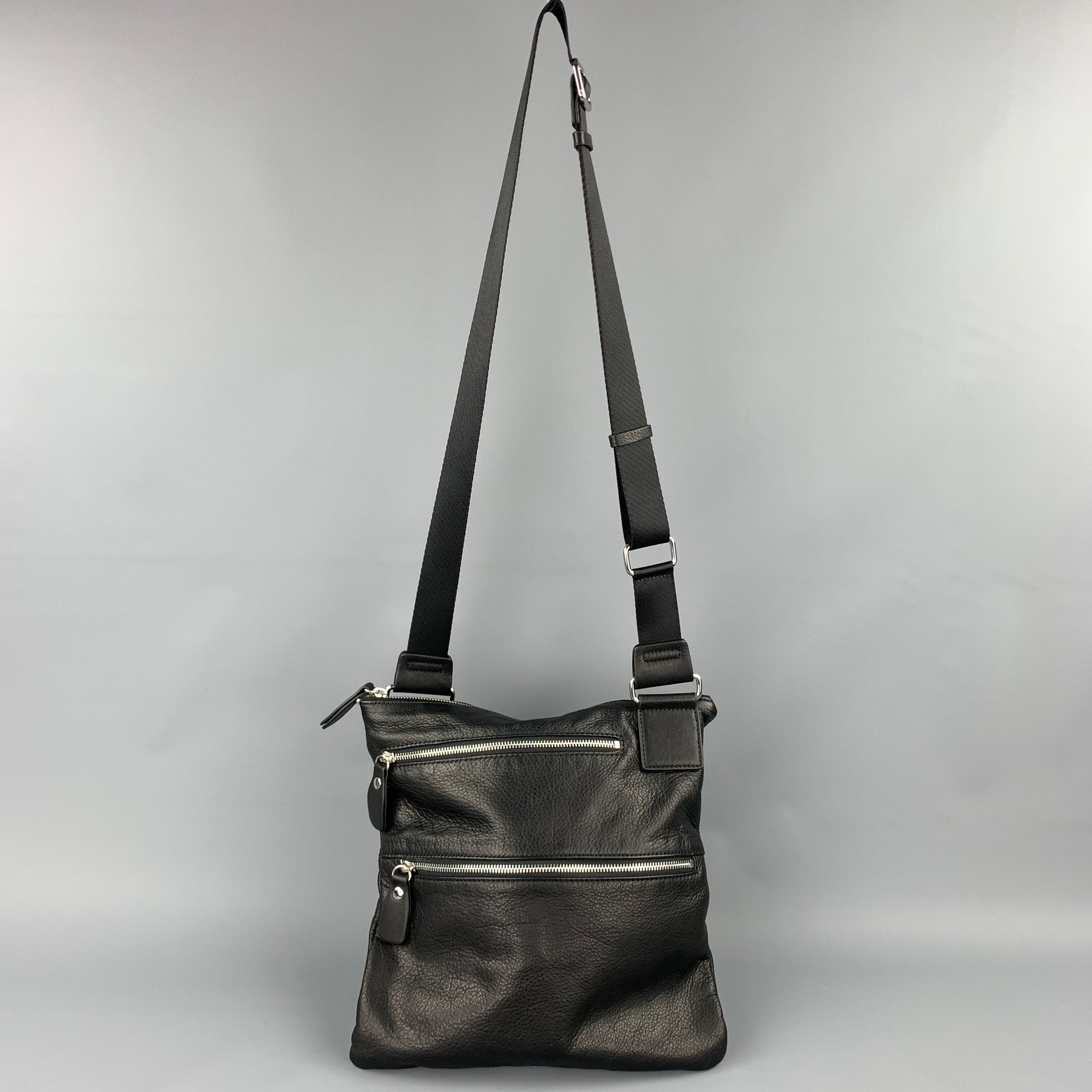 Margot Bags Black Genuine Leather Double Zipper Crossbody Purse Bag