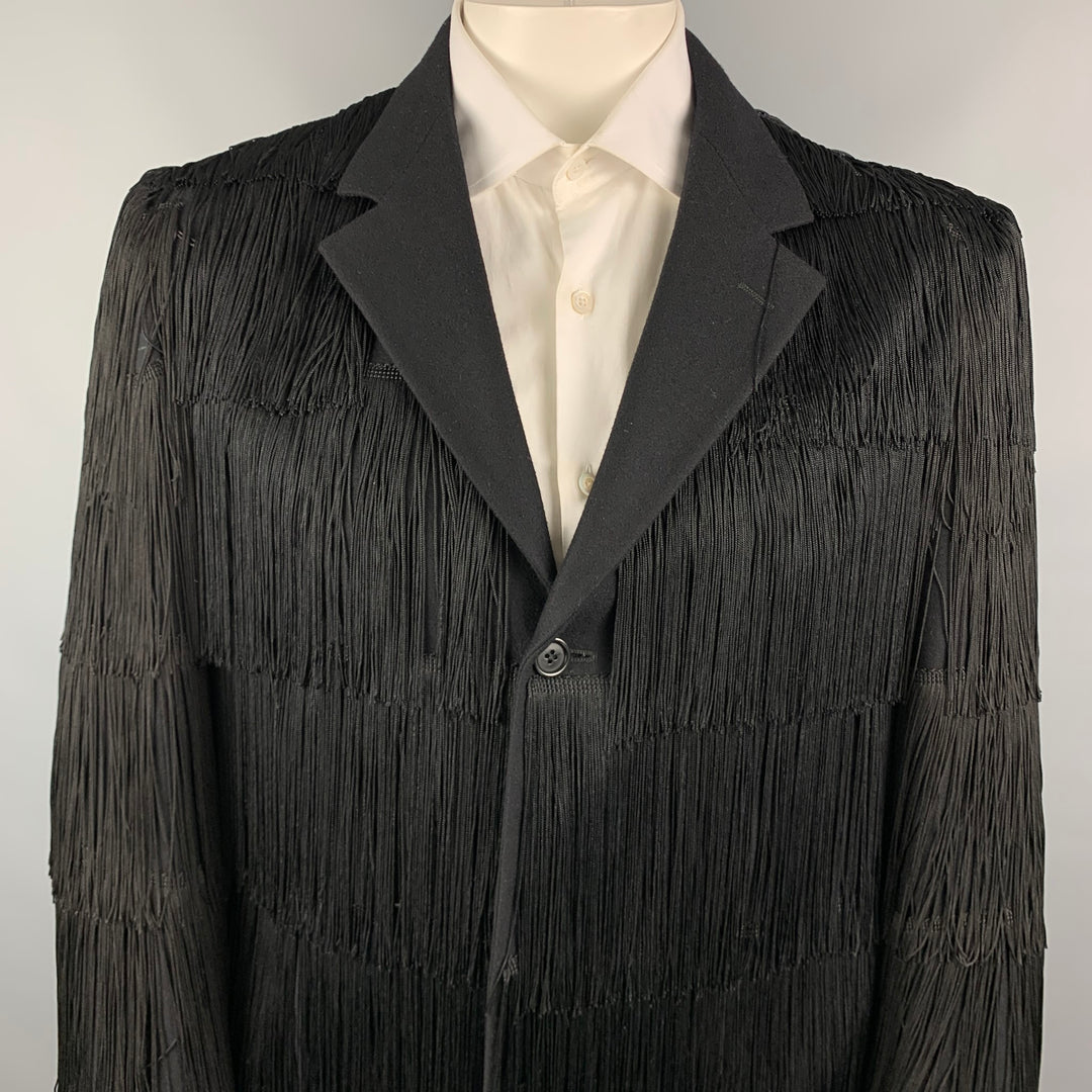 CHEAP and CHIC by MOSCHINO Size 40 Black Fringe Wool Notch Lapel Sport Coat