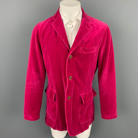 ETRO Size M Fuchsia Cotton Velvet Notch Lapel Sport Coat