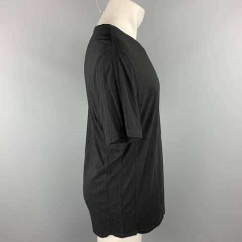 HELMUT LANG Size L Black Cotton Crew-Neck T-shirt