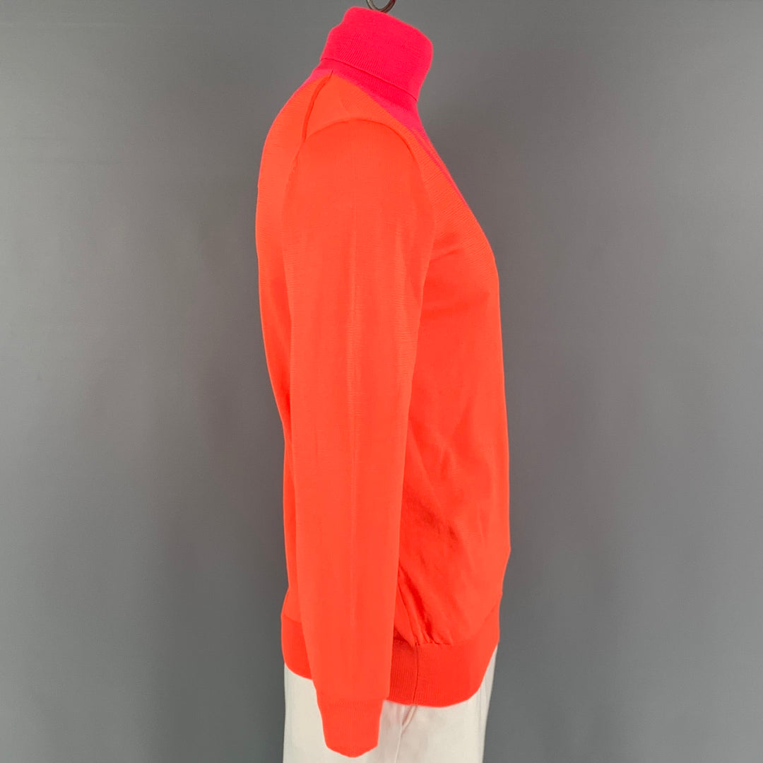 WALTER VAN BEIRENDONCK Size XXL Orange Pink Knitted Turtleneck Pullover