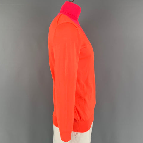 WALTER VAN BEIRENDONCK Size XXL Orange Pink Knitted Turtleneck Pullover