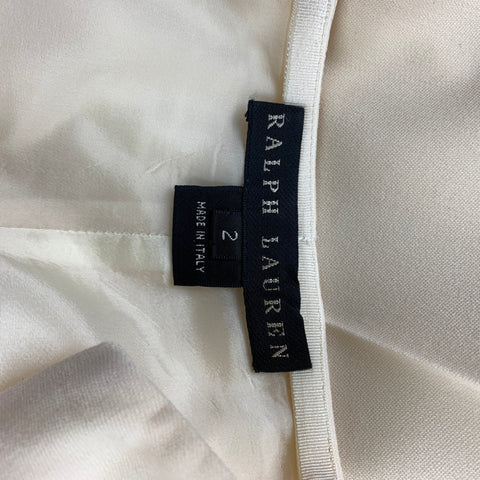 RALPH LAUREN Taille 2 Pantalon habillé en laine mélangée crème à jambe droite
