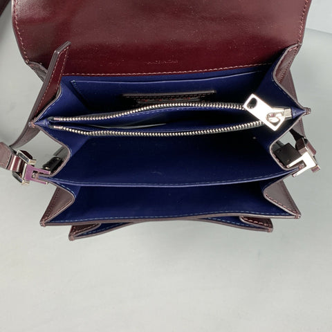 MARNI Burgundy Leather Cross Body Handbag