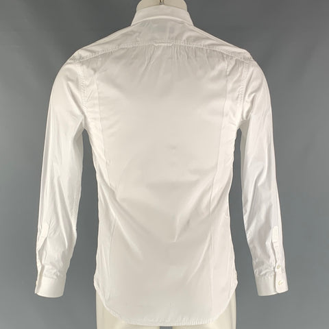 BURBERRY PRORSUM Talla 38 Camisa de manga larga de algodón sólido blanco con un bolsillo