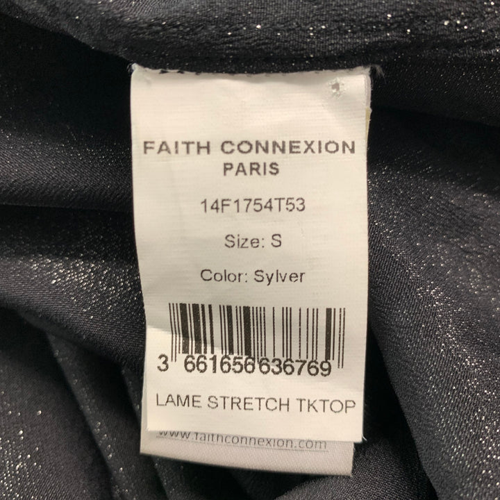 FAITH CONNEXION Size S Silver Metallic Silk Blend Tank Top