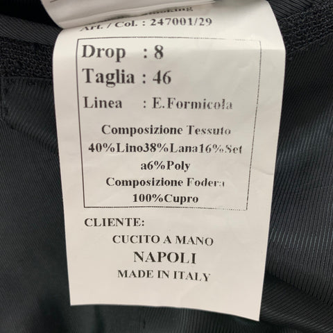 E. FORMICOLA Size 36 Black Textured Linen Blend Single Button Sport Coat